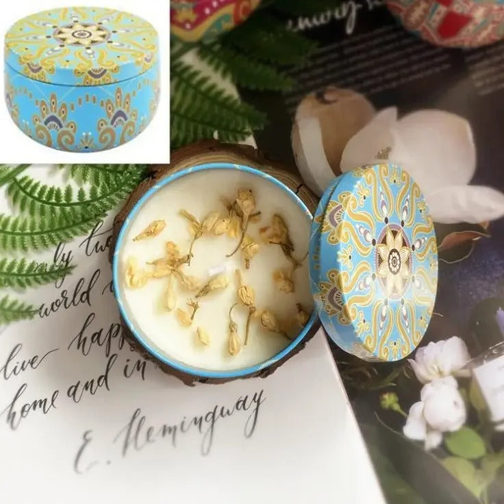 Exquisite Floral Candle in Durable Tin