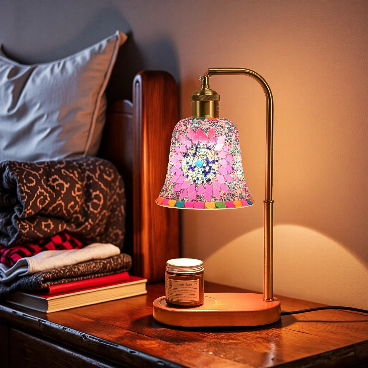 Bohemian Stained Glass Wax Melting Lamp