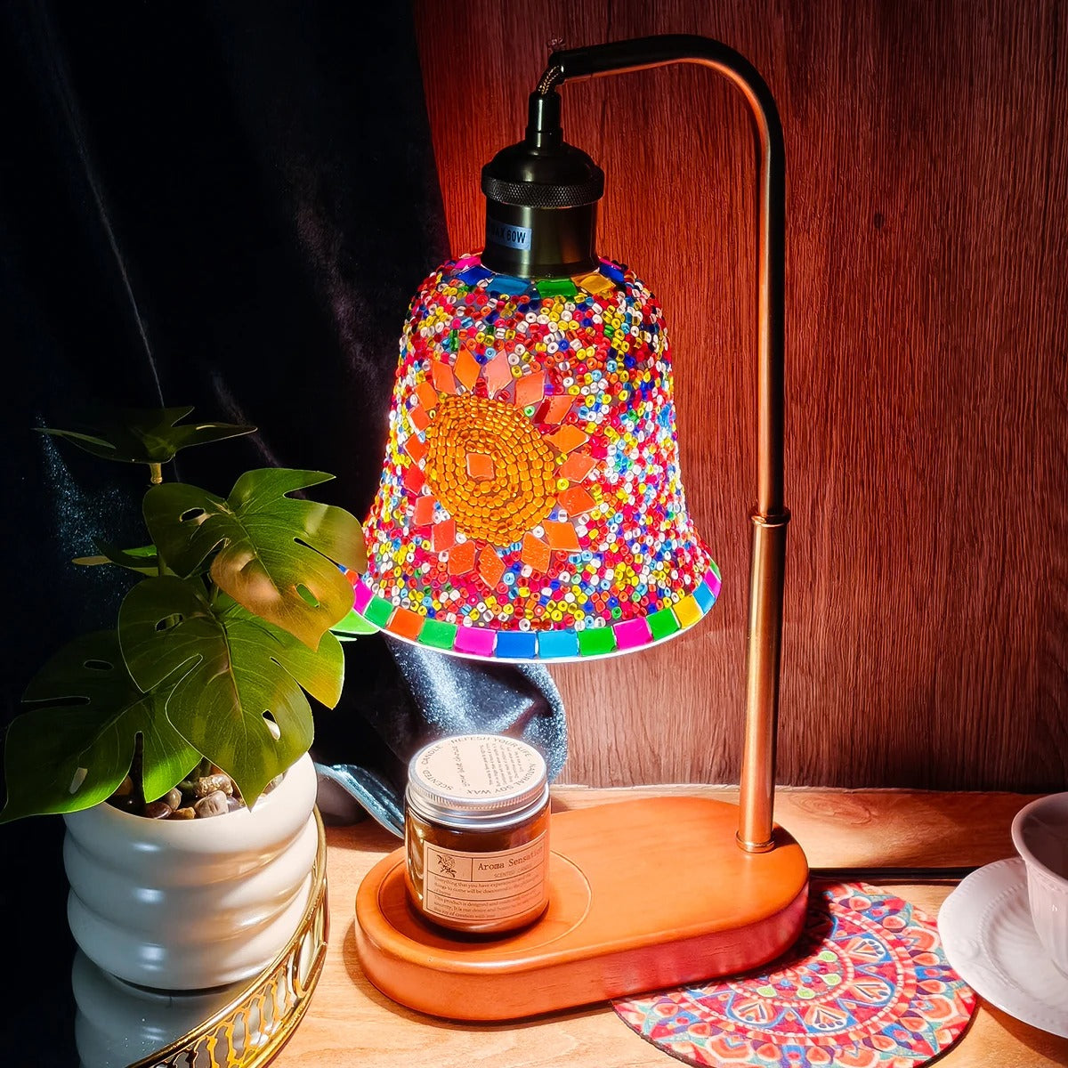 Bohemian Stained Glass Wax Melting Lamp