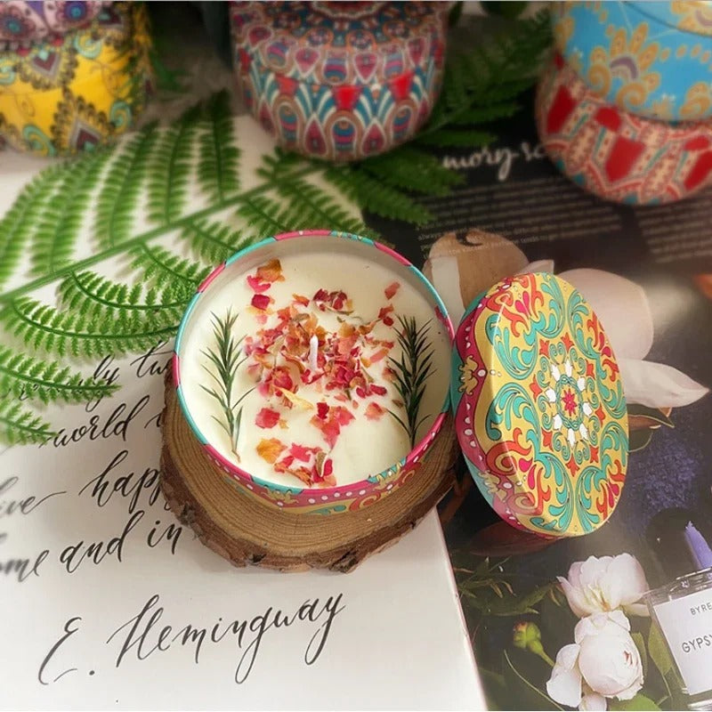 Exquisite Floral Candle in Durable Tin