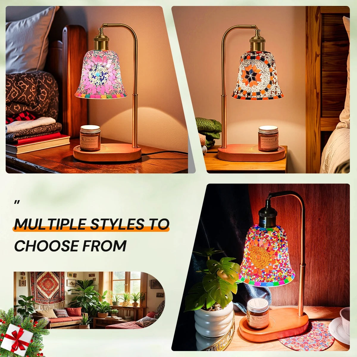 Bohemian Stained Glass Wax Melting Lamp