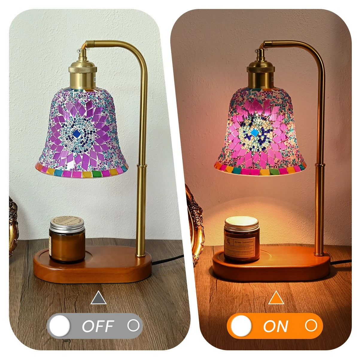 Bohemian Stained Glass Wax Melting Lamp