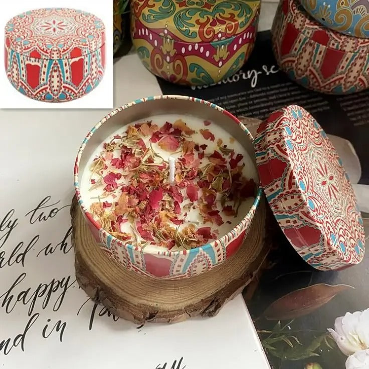 Exquisite Floral Candle in Durable Tin
