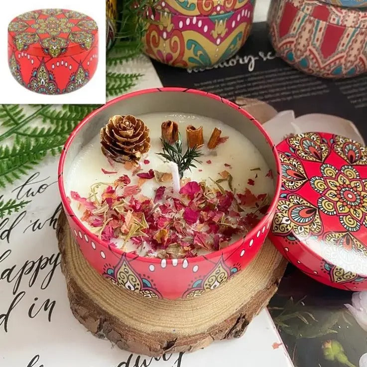 Exquisite Floral Candle in Durable Tin
