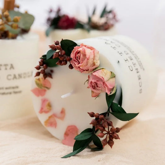 Romantic  Soy Wax Scented Pillar Candle
