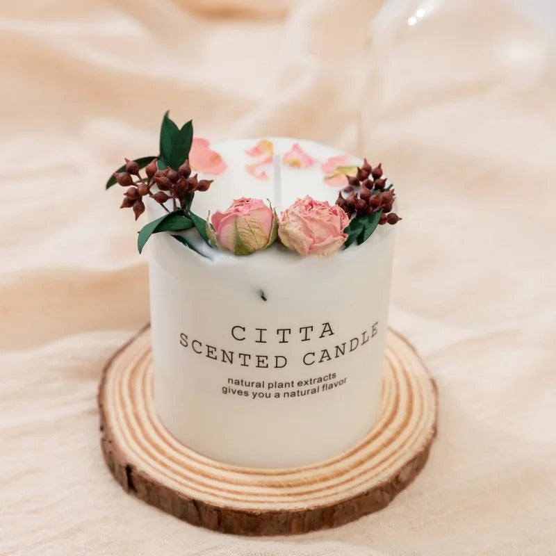 Romantic  Soy Wax Scented Pillar Candle